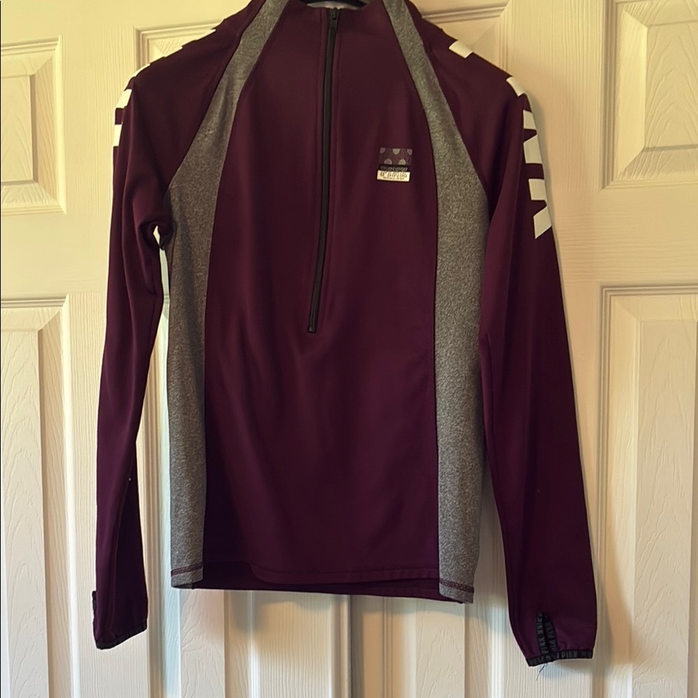 Maroon and Gray Long Sleeve Pink Brand Athletic Top Size M
